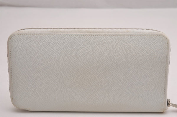 Authentic HERMES Azap Silk In Long Wallet Purse Leather White Box 3464J