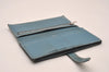 Authentic HERMES Bearn Soufflet Leather Long Wallet Purse Light Blue 3465J