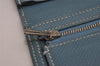 Authentic HERMES Bearn Soufflet Leather Long Wallet Purse Light Blue 3465J