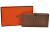 Authentic HERMES Bearn Soufflet Leather Long Wallet Purse Brown Box 3466J