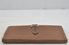 Authentic HERMES Bearn Soufflet Leather Long Wallet Purse Brown Box 3466J