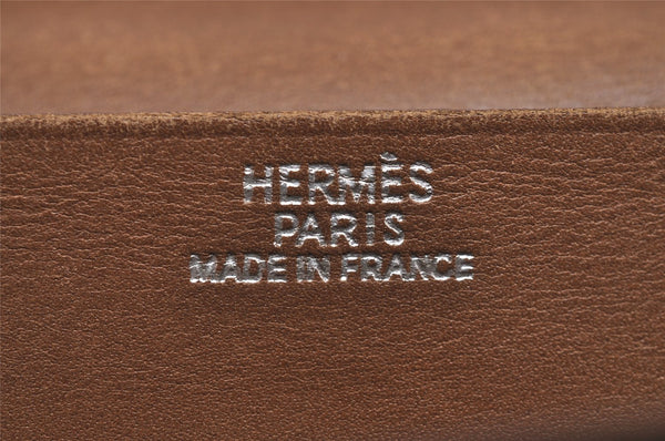 Authentic HERMES Bearn Soufflet Leather Long Wallet Purse Brown Box 3466J