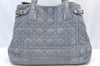 Authentic Christian Dior Panarea Cannage Tote Bag PVC Leather Blue Junk 3468I