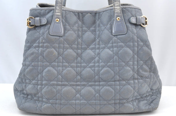 Authentic Christian Dior Panarea Cannage Tote Bag PVC Leather Blue Junk 3468I