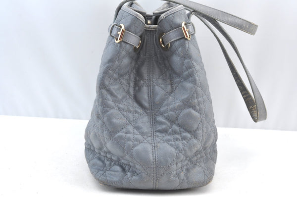 Authentic Christian Dior Panarea Cannage Tote Bag PVC Leather Blue Junk 3468I