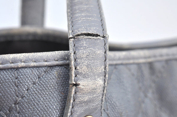 Authentic Christian Dior Panarea Cannage Tote Bag PVC Leather Blue Junk 3468I