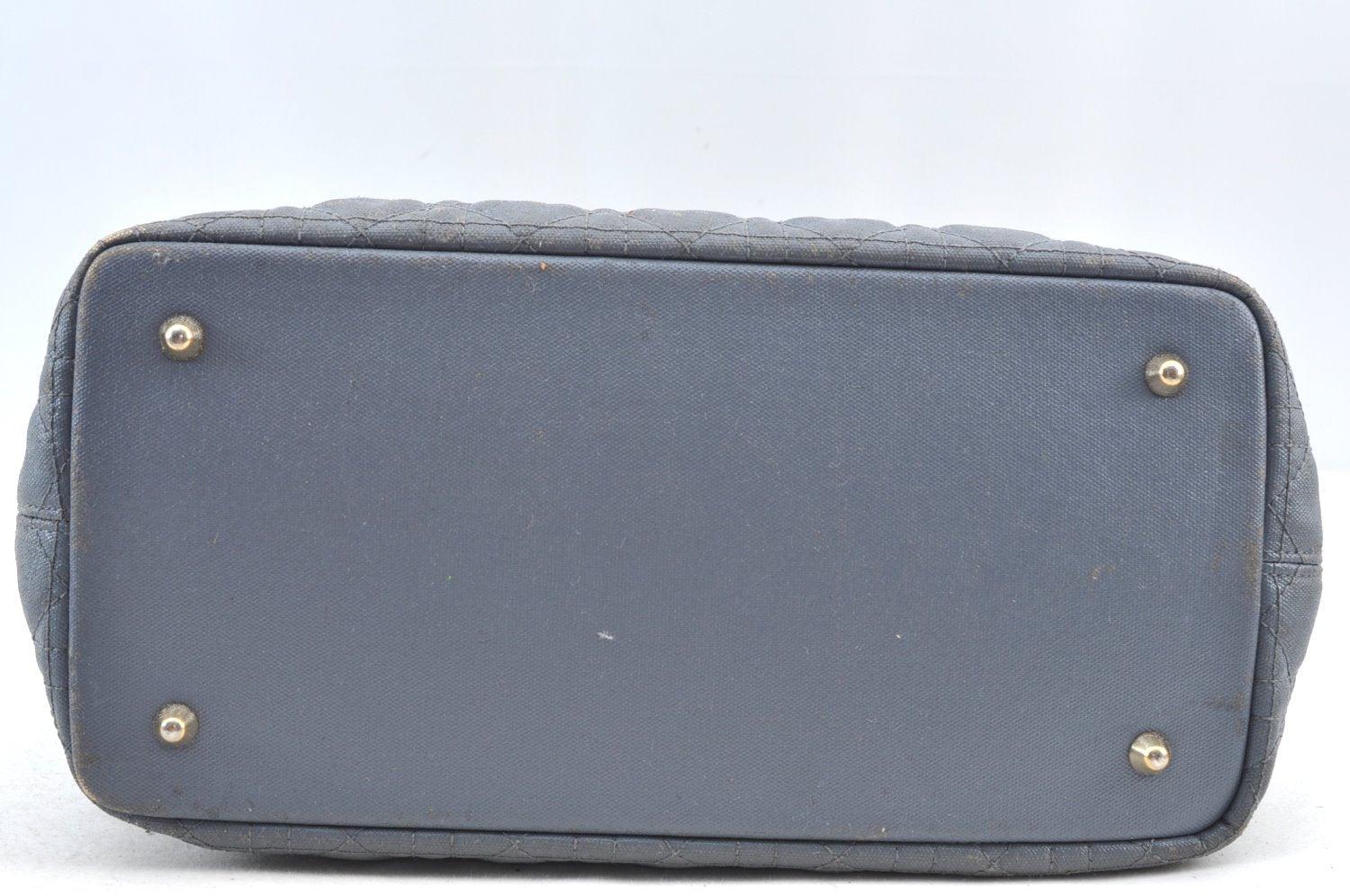 Authentic Christian Dior Panarea Cannage Tote Bag PVC Leather Blue Junk 3468I