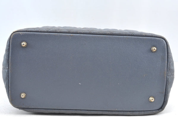 Authentic Christian Dior Panarea Cannage Tote Bag PVC Leather Blue Junk 3468I