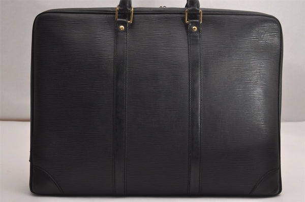 Authentic Louis Vuitton Epi Porte Documents Voyage Briefcase M59162 Black 3471J