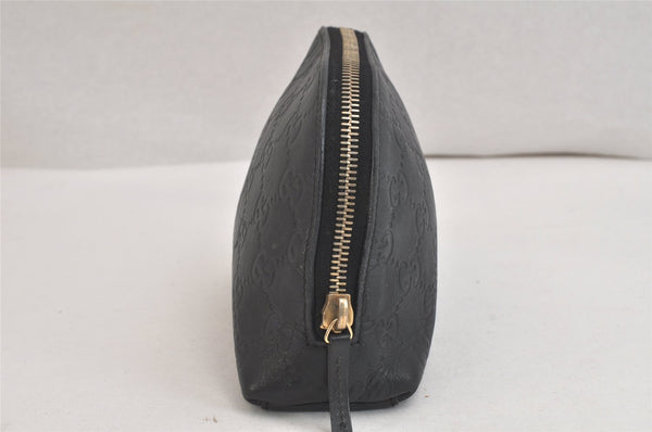 Authentic GUCCI Vintage Guccissima GG Leather Pouch Purse 141810 Black 3471K