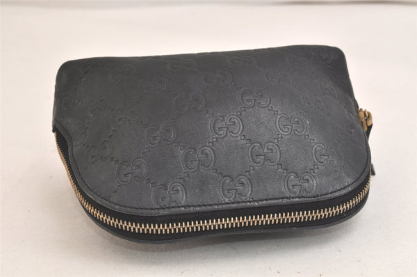 Authentic GUCCI Vintage Guccissima GG Leather Pouch Purse 141810 Black 3471K