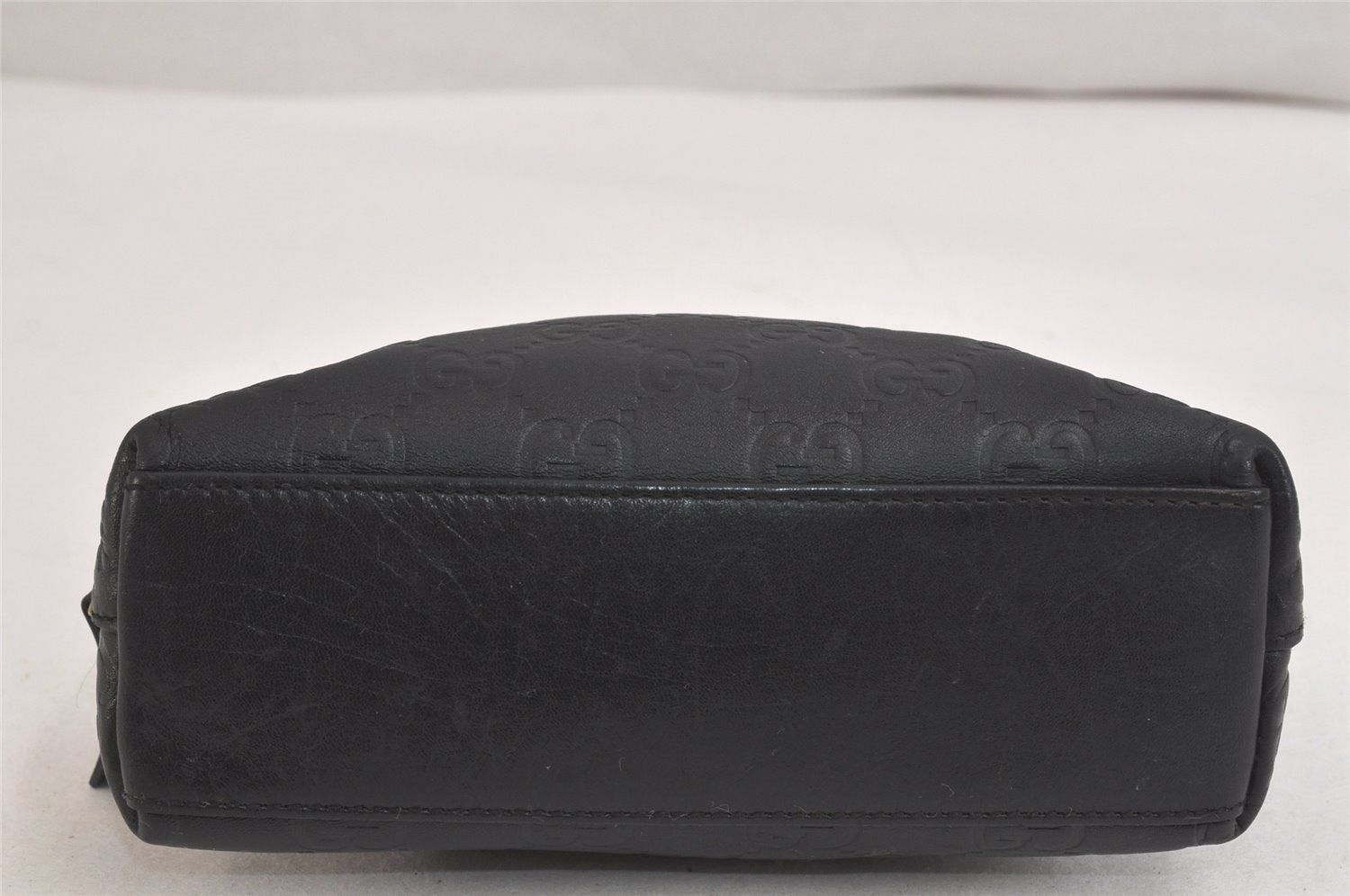 Authentic GUCCI Vintage Guccissima GG Leather Pouch Purse 141810 Black 3471K