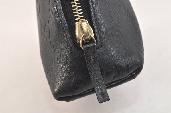 Authentic GUCCI Vintage Guccissima GG Leather Pouch Purse 141810 Black 3471K