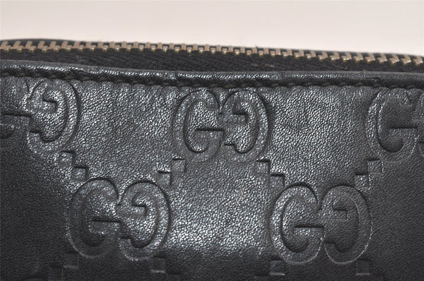 Authentic GUCCI Vintage Guccissima GG Leather Pouch Purse 141810 Black 3471K