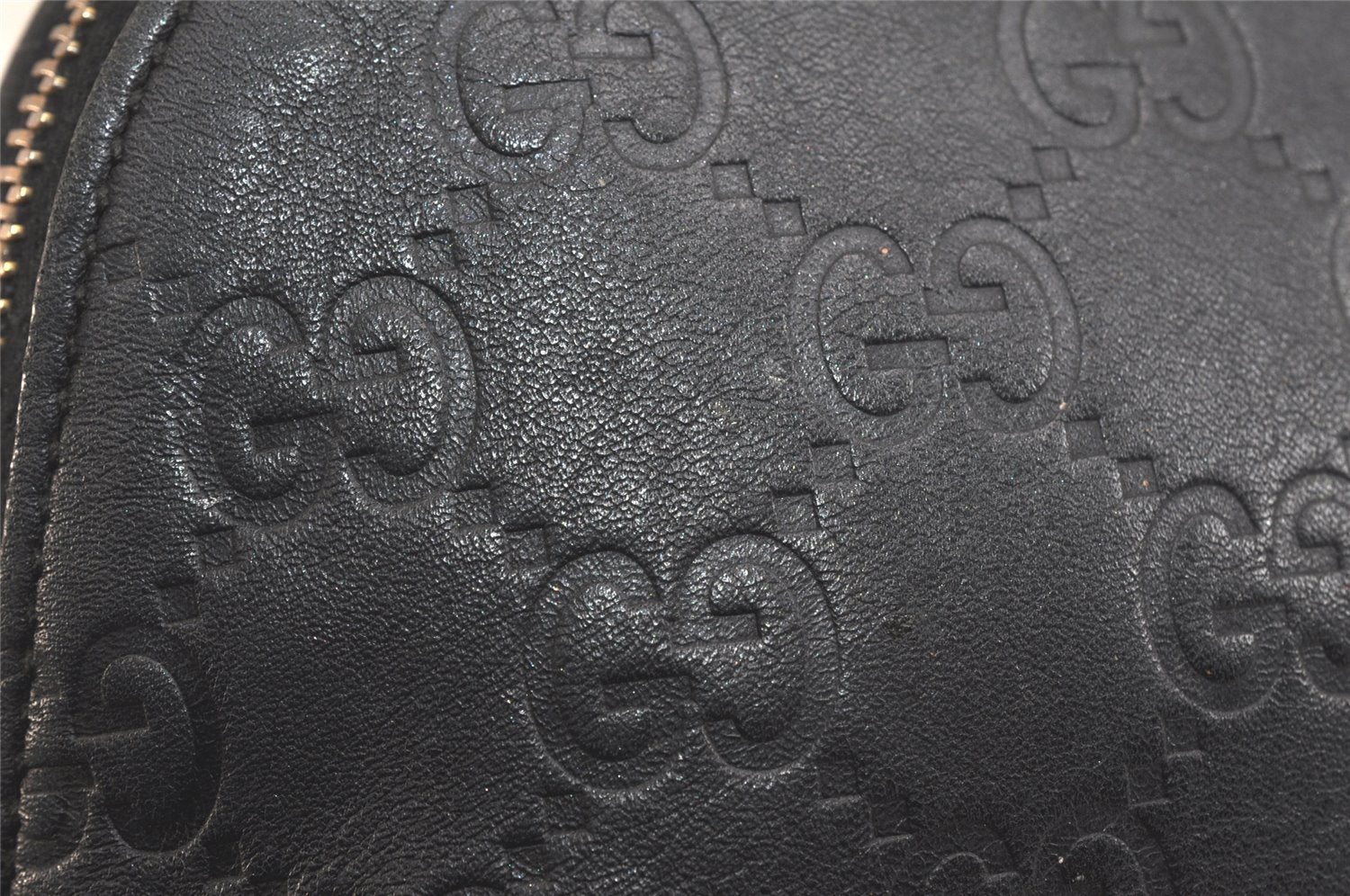 Authentic GUCCI Vintage Guccissima GG Leather Pouch Purse 141810 Black 3471K