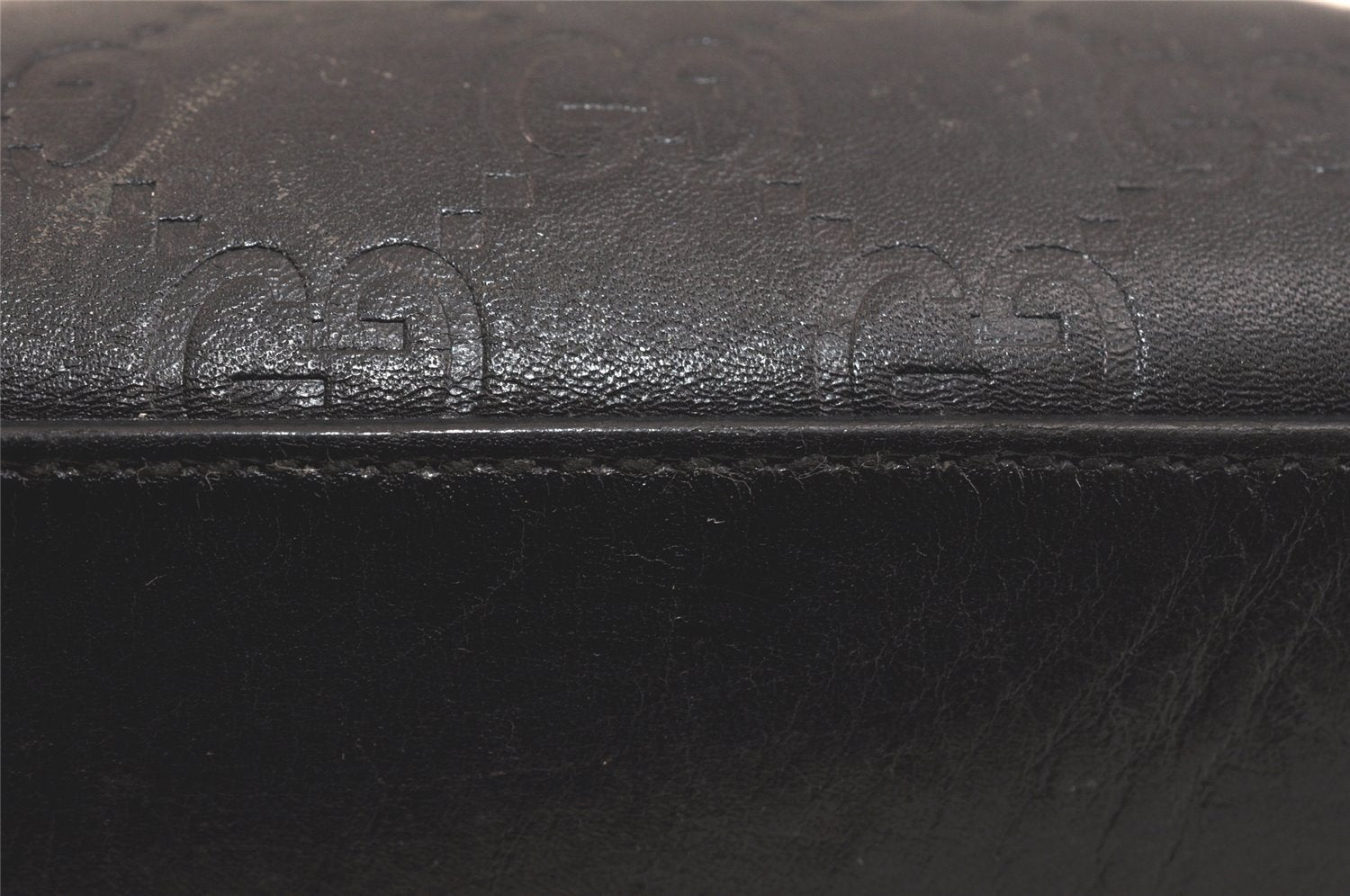 Authentic GUCCI Vintage Guccissima GG Leather Pouch Purse 141810 Black 3471K