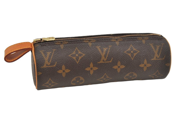 Authentic Louis Vuitton Monogram Trousse Ronde Pen Case Pouch M47630 Junk 3472K