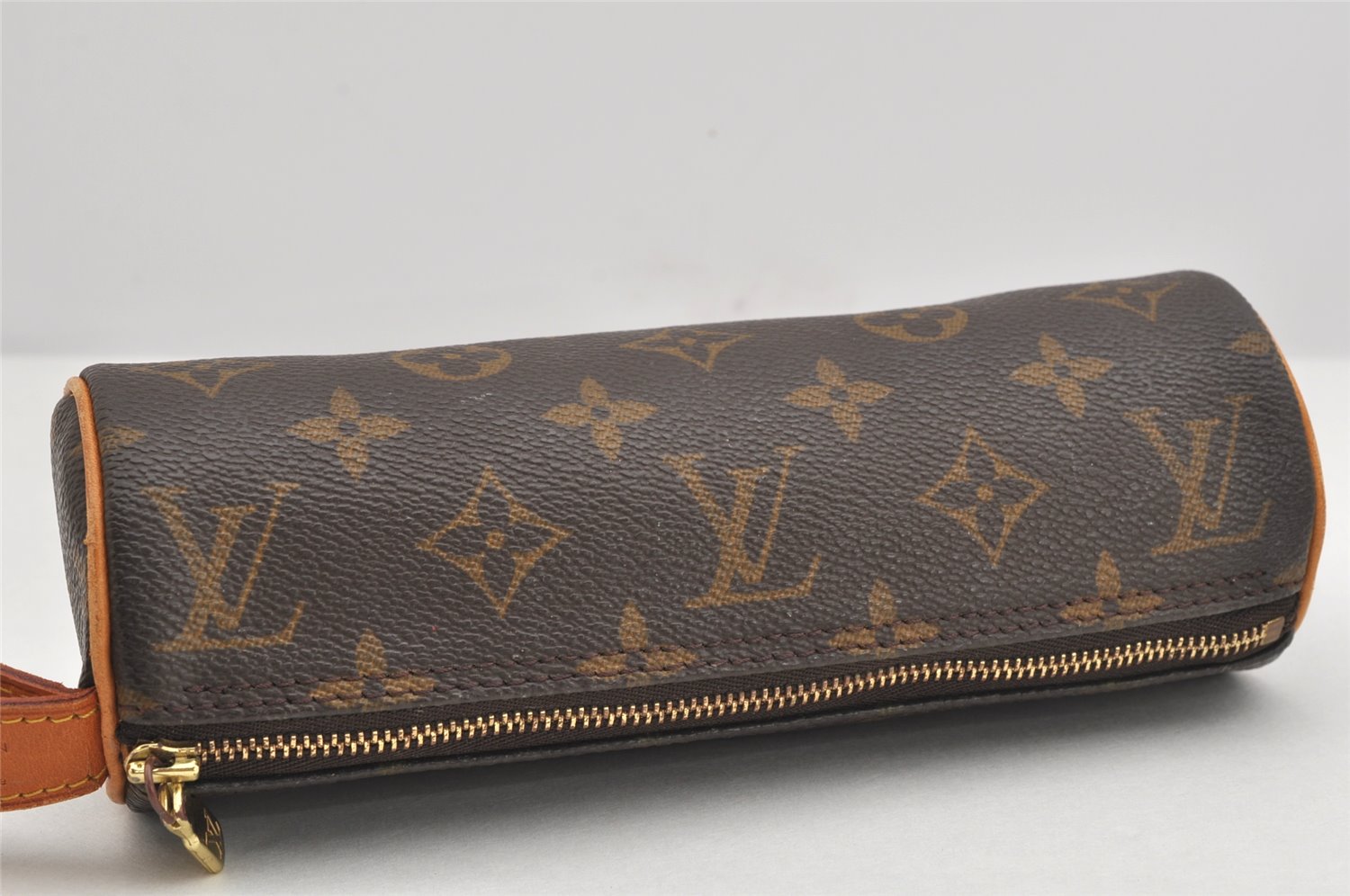 Authentic Louis Vuitton Monogram Trousse Ronde Pen Case Pouch M47630 Junk 3472K
