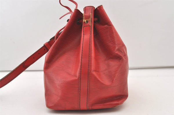 Authentic Louis Vuitton Epi Petit Noe Drawstring Bag M44107 Red Junk LV 3474J