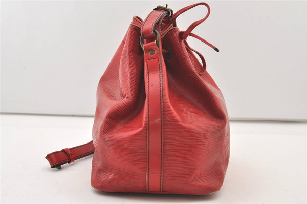 Authentic Louis Vuitton Epi Petit Noe Drawstring Bag M44107 Red Junk LV 3474J