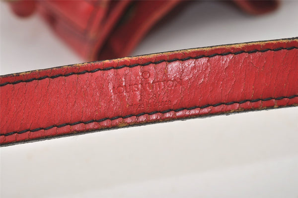 Authentic Louis Vuitton Epi Petit Noe Drawstring Bag M44107 Red Junk LV 3474J