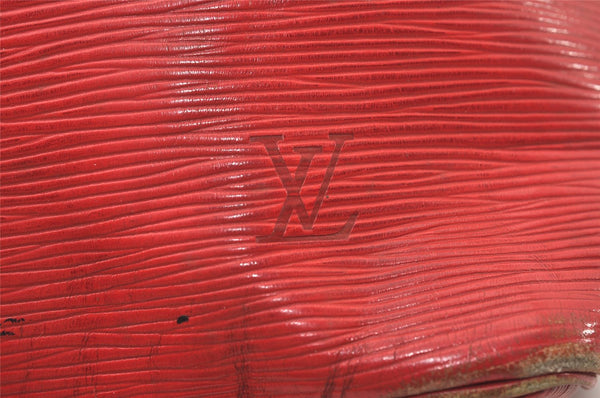 Authentic Louis Vuitton Epi Petit Noe Drawstring Bag M44107 Red Junk LV 3474J