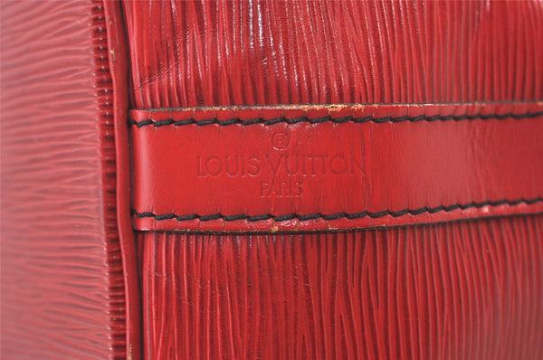 Authentic Louis Vuitton Epi Petit Noe Drawstring Bag M44107 Red Junk LV 3474J