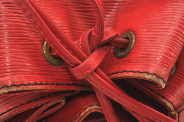 Authentic Louis Vuitton Epi Petit Noe Drawstring Bag M44107 Red Junk LV 3474J