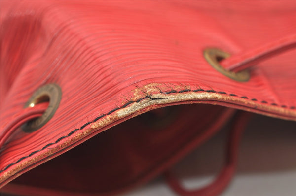 Authentic Louis Vuitton Epi Petit Noe Drawstring Bag M44107 Red Junk LV 3474J