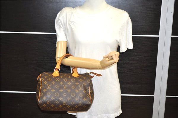 Authentic Louis Vuitton Monogram Speedy 25 Boston Hand Bag M41528 LV 3474K