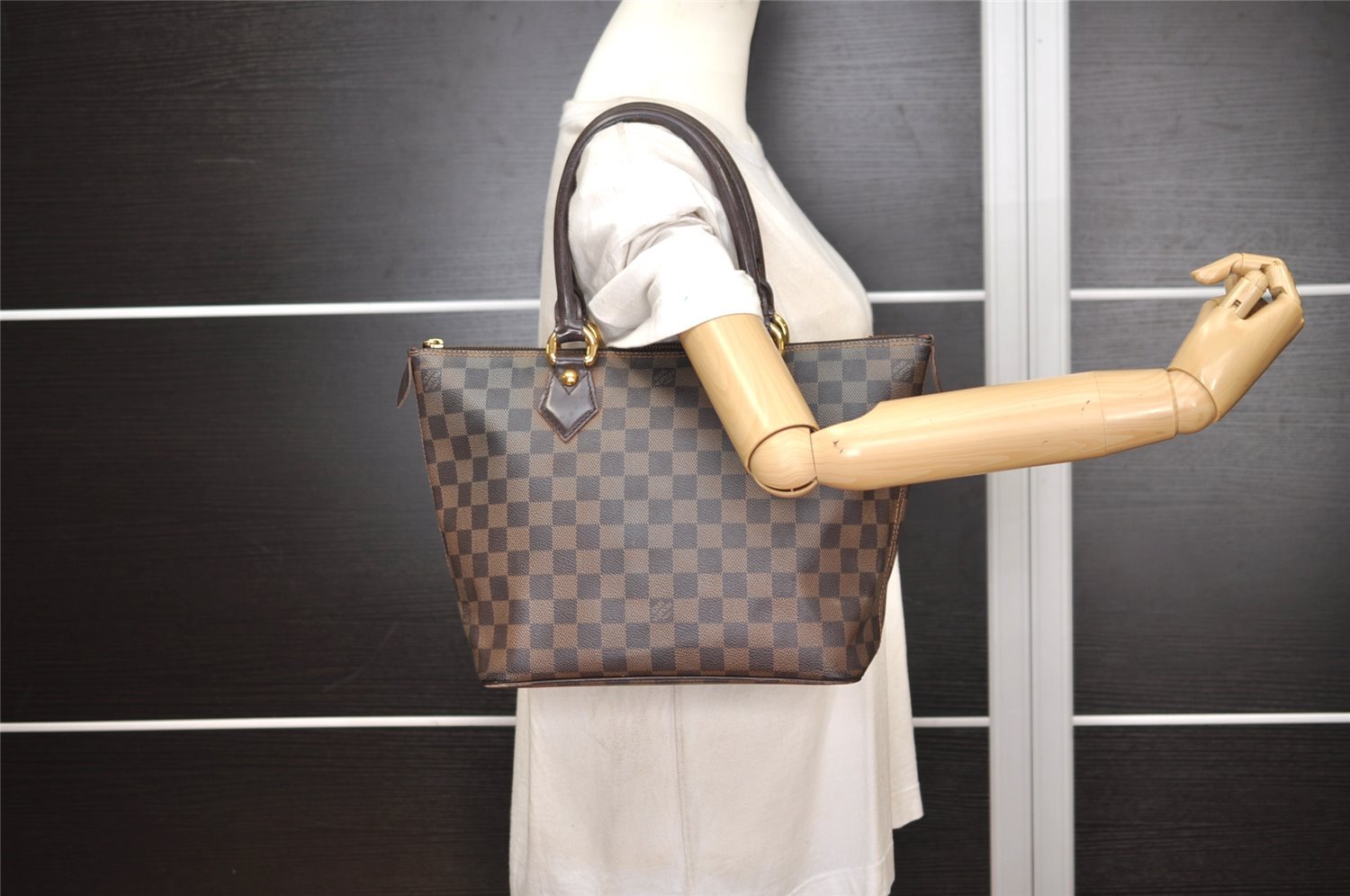 Authentic Louis Vuitton Damier Saleya PM Shoulder Tote Bag N51183 LV 3477J