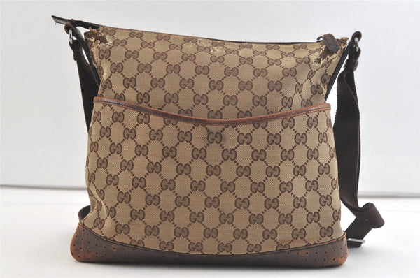Authentic GUCCI Shoulder Cross Body Bag GG Canvas Leather 145857 Brown 3477K