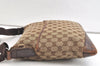 Authentic GUCCI Shoulder Cross Body Bag GG Canvas Leather 145857 Brown 3477K