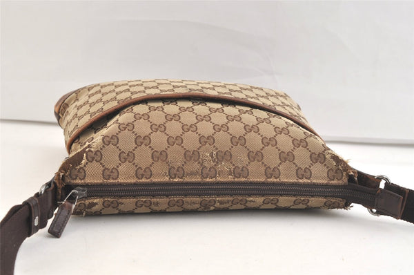 Authentic GUCCI Shoulder Cross Body Bag GG Canvas Leather 145857 Brown 3477K