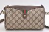 Authentic GUCCI Web Sherry Line Shoulder Cross Bag GG PVC Leather Brown 3478K