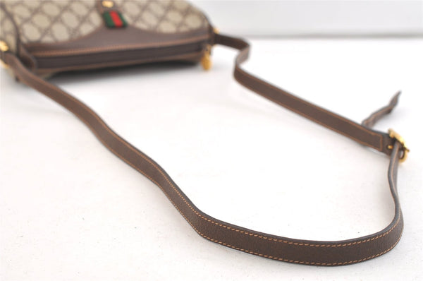 Authentic GUCCI Web Sherry Line Shoulder Cross Bag GG PVC Leather Brown 3478K