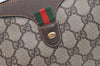 Authentic GUCCI Web Sherry Line Shoulder Cross Bag GG PVC Leather Brown 3478K