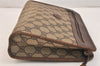 Authentic GUCCI Vintage Clutch Hand Bag Purse GG PVC Leather Brown 3479K