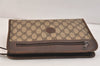Authentic GUCCI Vintage Clutch Hand Bag Purse GG PVC Leather Brown 3479K