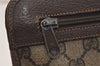 Authentic GUCCI Vintage Clutch Hand Bag Purse GG PVC Leather Brown 3479K