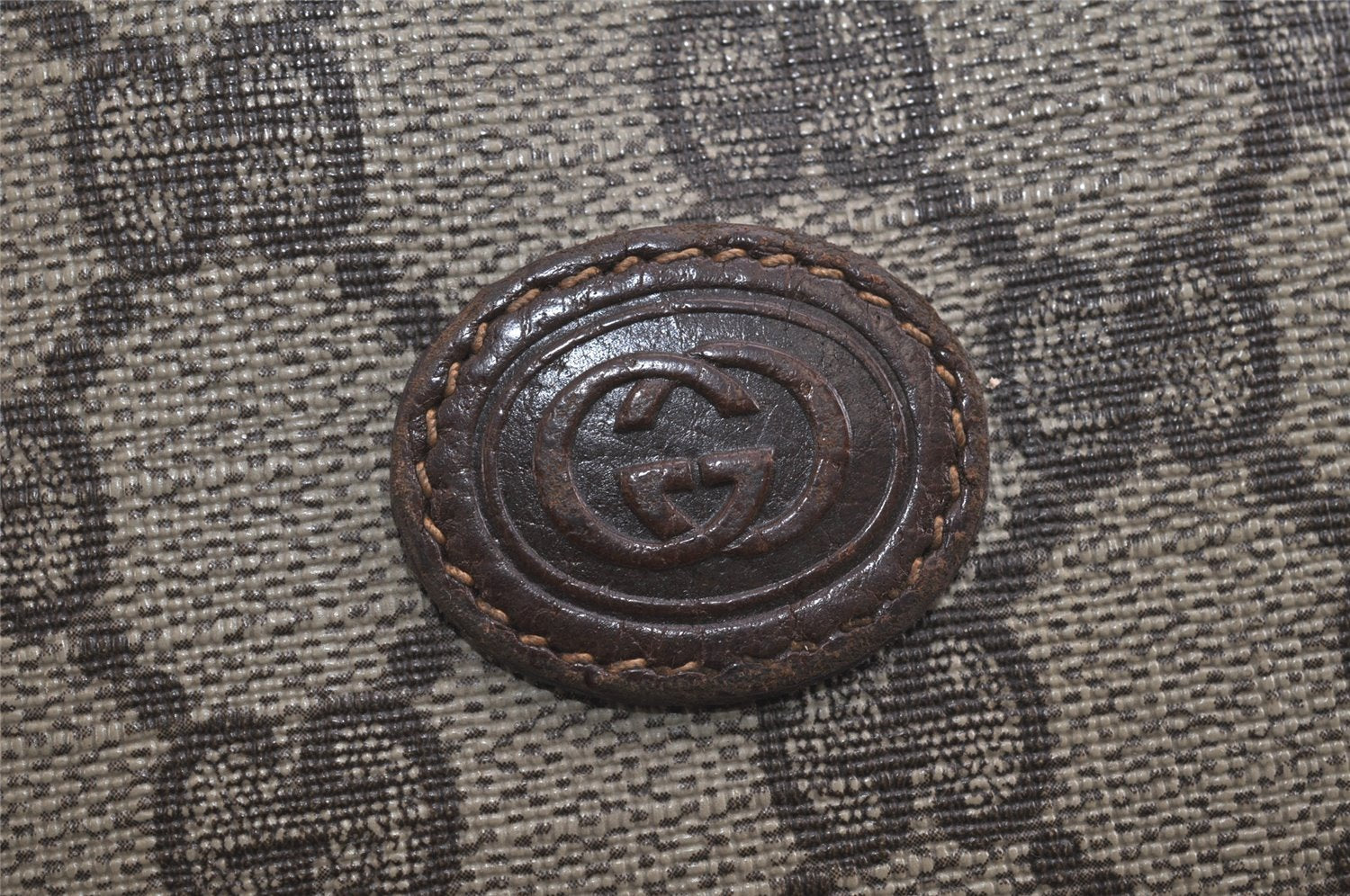 Authentic GUCCI Vintage Clutch Hand Bag Purse GG PVC Leather Brown 3479K