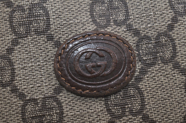 Authentic GUCCI Vintage Clutch Hand Bag Purse GG PVC Leather Brown 3479K