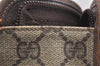 Authentic GUCCI Vintage Clutch Hand Bag Purse GG PVC Leather Brown 3479K