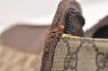 Authentic GUCCI Vintage Clutch Hand Bag Purse GG PVC Leather Brown 3479K
