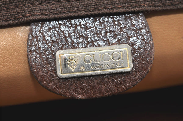 Authentic GUCCI Vintage Clutch Hand Bag Purse GG PVC Leather Brown 3479K