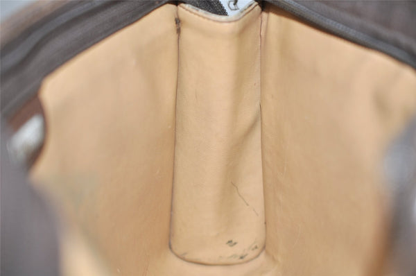 Authentic GUCCI Vintage Clutch Hand Bag Purse GG PVC Leather Brown 3479K