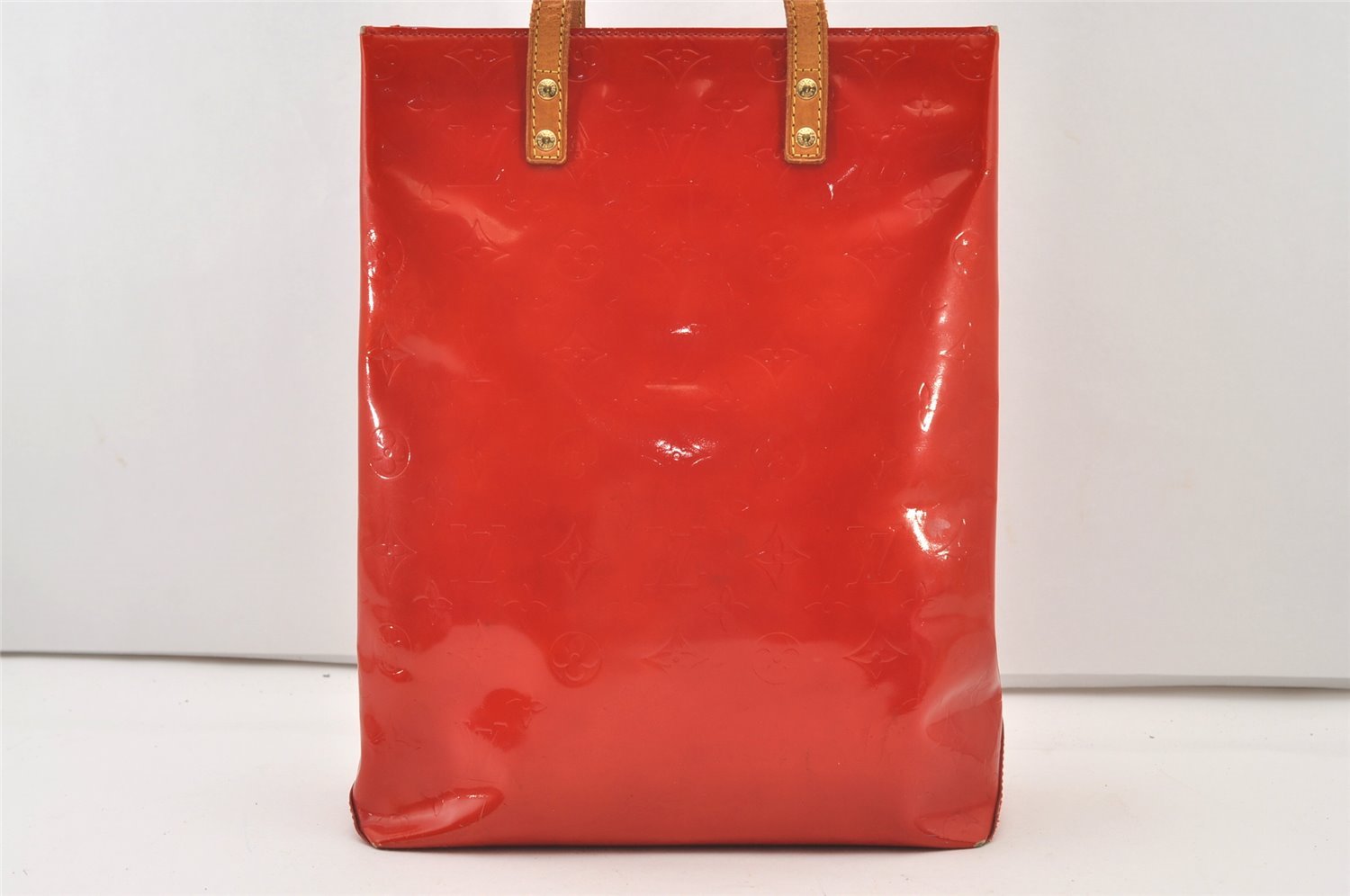 Authentic Louis Vuitton Vernis Reade MM Hand Bag Red M91086 LV 3483J