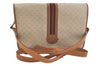 Authentic GUCCI Web Sherry Line Micro GG Shoulder Bag PVC Leather Beige 3483K