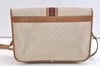 Authentic GUCCI Web Sherry Line Micro GG Shoulder Bag PVC Leather Beige 3483K