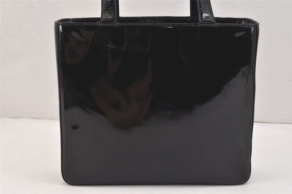 Authentic CHANEL Vintage Enamel Shoulder Hand Bag Purse Black 3485K